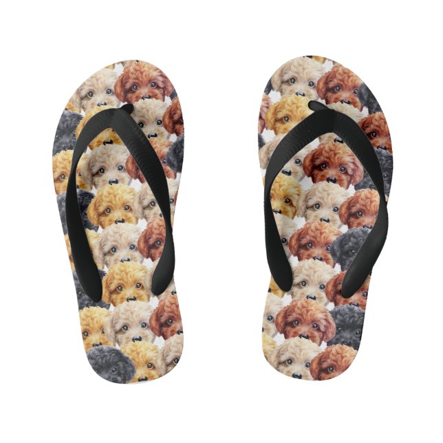 Toy poodle all over kid's flip flops (Footbed)