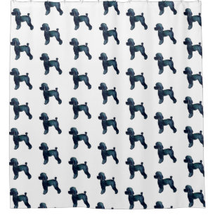 Toy Poodle Black Watercolor Silhouette Shower Curtain