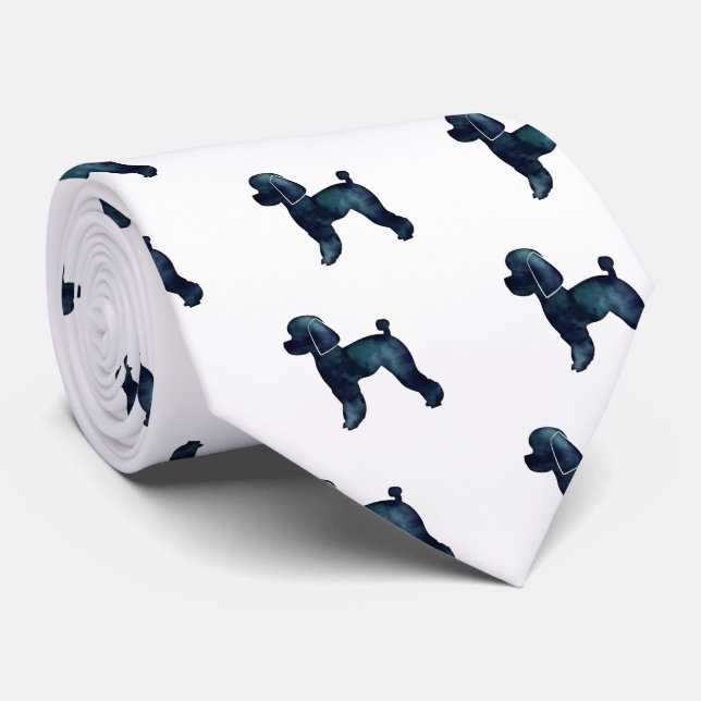 Toy Poodle Black Watercolor Silhouette Tie (Rolled)