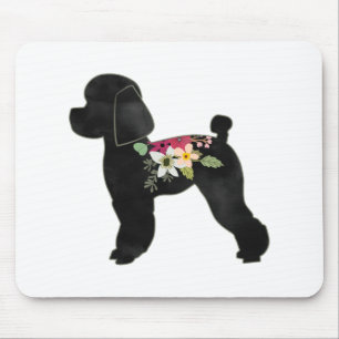 Toy Poodle Dog Breed Boho Floral Silhouette Mouse Mat