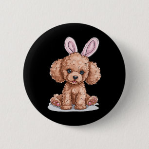 Toy Poodle Dog Breed Happy Easter Men Women Kids 6 Cm Round Badge