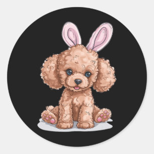 Toy Poodle Dog Breed Happy Easter Men Women Kids  Classic Round Sticker