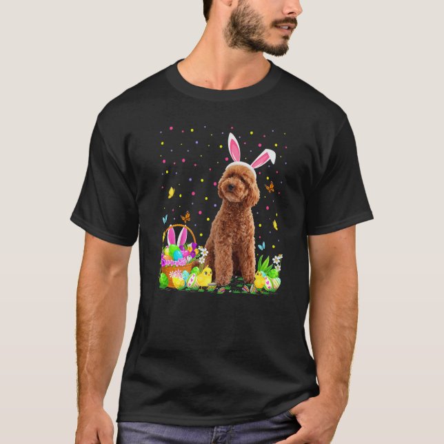 Toy Poodle Dog Easter Egg Hunting Toy Poodle Easte T-Shirt (Front)