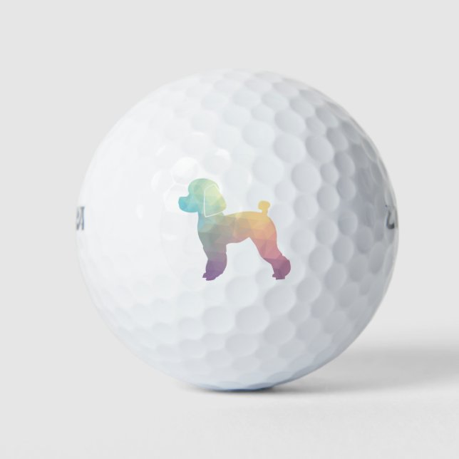Toy Poodle Dog Geo Silhouette Pastel Golf Balls (Front)