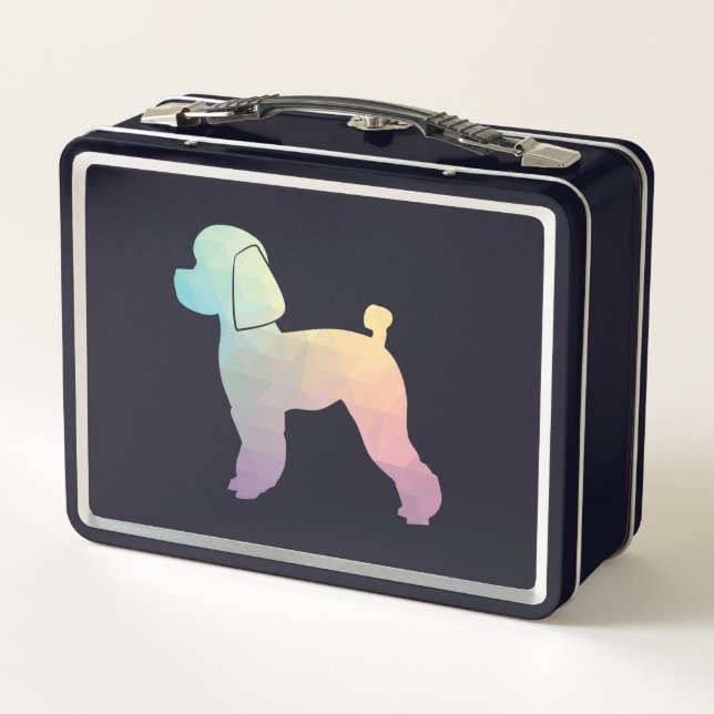 Toy Poodle Dog Geo Silhouette Pastel Metal Lunch Box (Back)