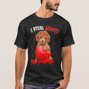 Toy Poodle Dog I Steal Hearts Cute Valentine Day W T-Shirt