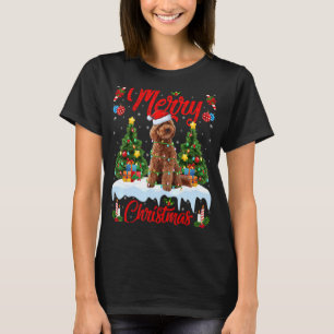Toy Poodle Dog Lights Xmas Tree Santa Toy Poodle C T-Shirt