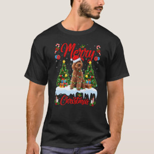 Toy Poodle Dog Lights Xmas Tree Santa Toy Poodle C T-Shirt