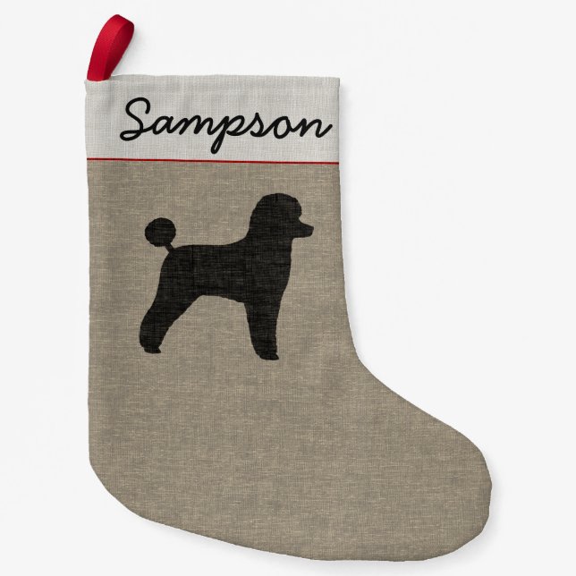 Toy Poodle Dog Silhouette Miniature Poodle Cute Small Christmas Stocking (Front)