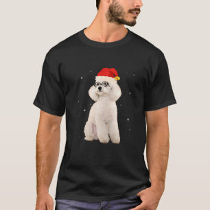 Toy Poodle In Christmas Santa Hat With Snow Fallin T-Shirt