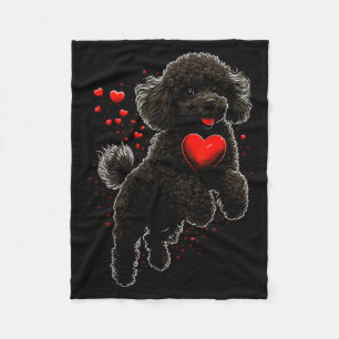 Toy Poodle Love Heart For Valentines Day On Poodle Fleece Blanket