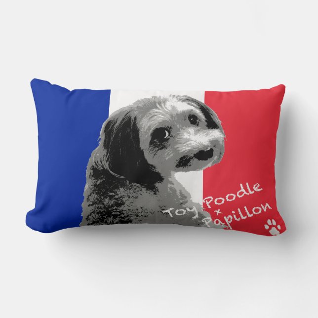 Toy Poodle × Papiyon Lumbar Cushion (Front)