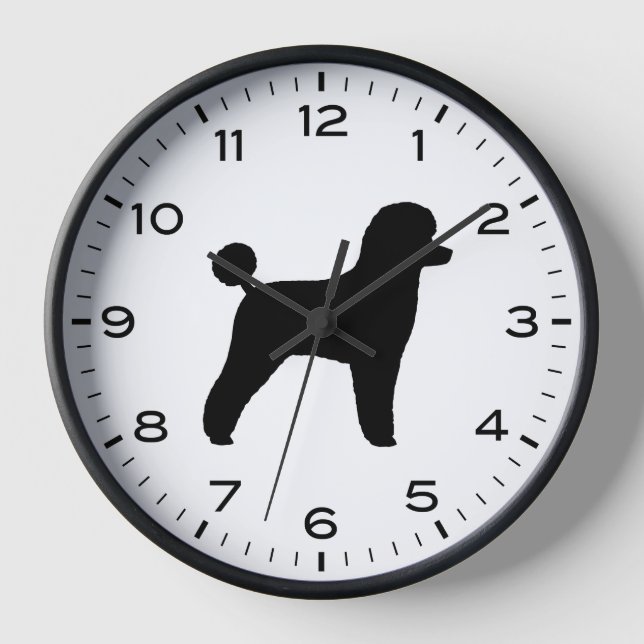 Toy Poodle Silhouette with Numbers and Minutes Clock (Front)