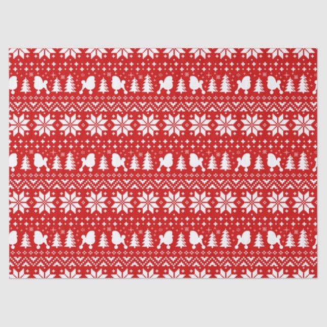 Toy Poodle Silhouettes Christmas Pattern Tissue Paper (Front)