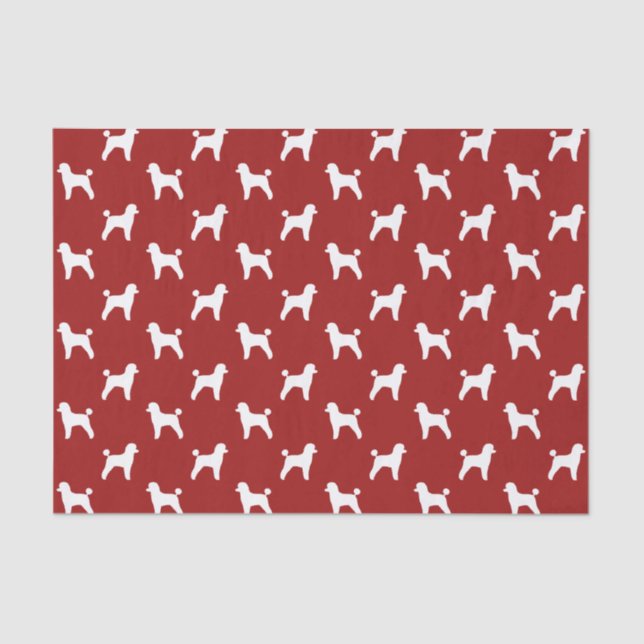 Toy Poodle Silhouettes Pattern Red Tissue Paper (Front)