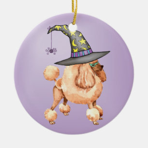 Toy Poodle Witch Ceramic Tree Decoration