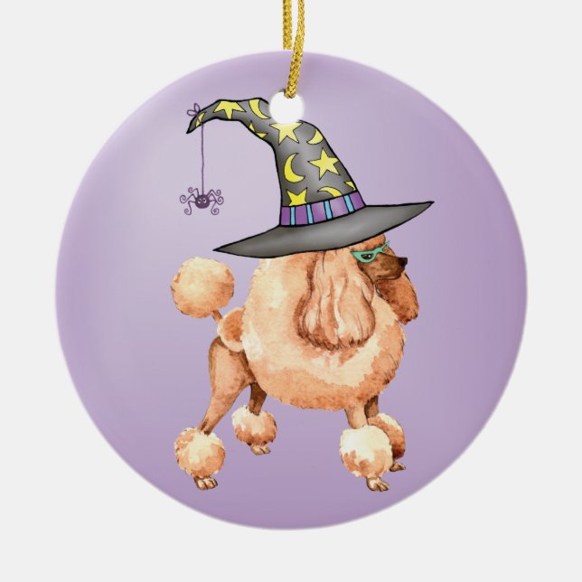 Toy Poodle Witch Ceramic Tree Decoration (Front)