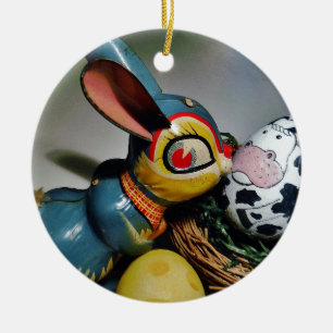 Toy Rabbit and  cow egg Ceramic Tree Decoration