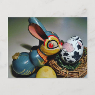 Toy Rabbit and  cow egg Postcard