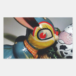 Toy Rabbit and cow egg Rectangular Sticker