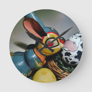 Toy Rabbit and  cow egg Round Clock