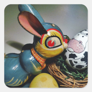 Toy Rabbit and cow egg Square Sticker