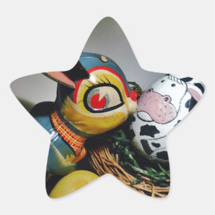 Toy Rabbit and cow egg Star Sticker