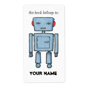 Toy Robot Bookplate Label