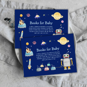Toy Robot Boy Outer Space Books For Baby Shower Enclosure Card