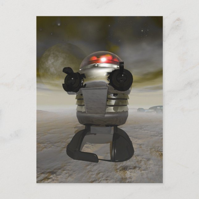 Toy robot on an Alien planet Postcard (Front)