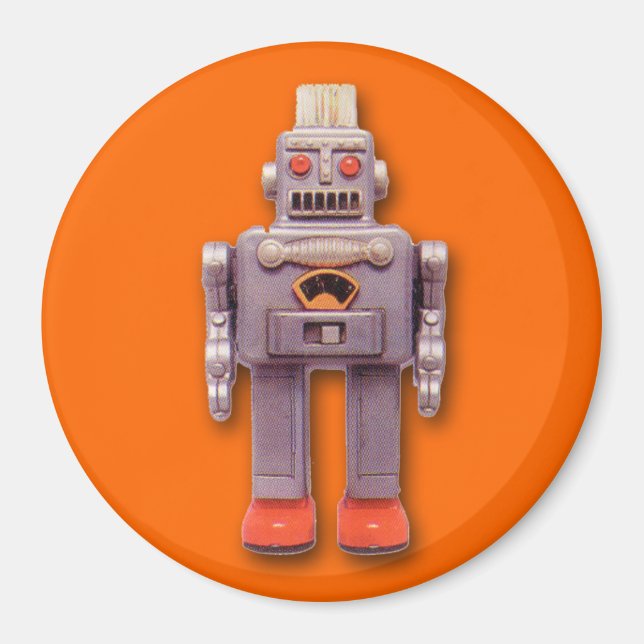 Toy Robot Round Magnet (Front)