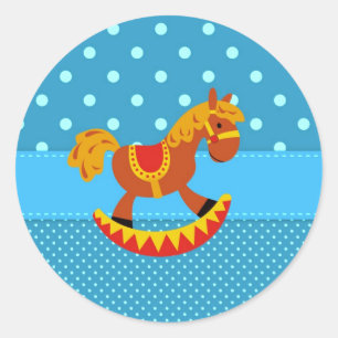 Toy Rocking Horse Red and Gold Classic Round Sticker