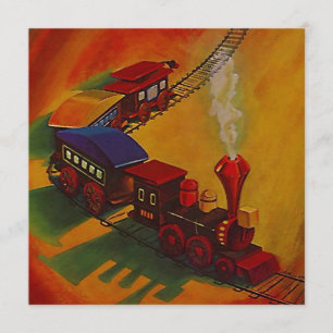 TOY RR TRAIN TRACKS ~BIRTHDAY PARTY INVITATION