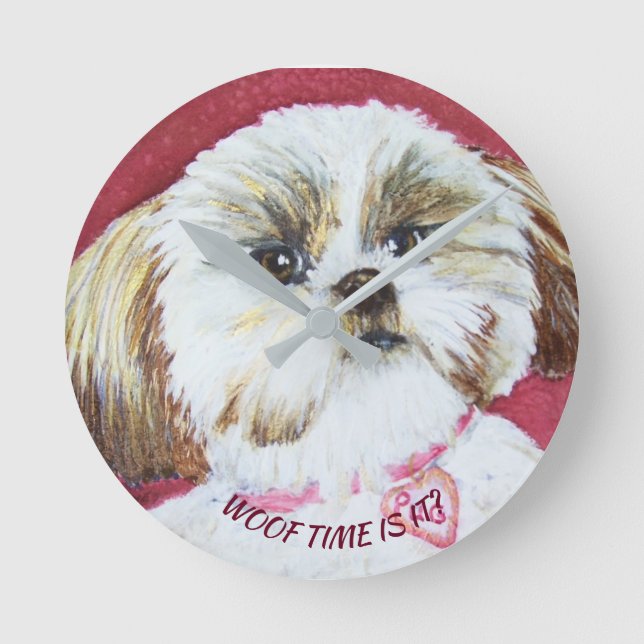 TOY SHIH TZU MIX ROUND CLOCK (Front)