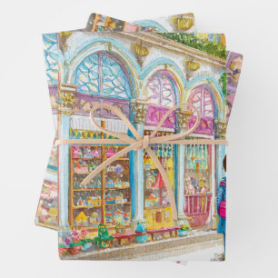 Toy shop at Paris watercolor  Wrapping Paper Sheet