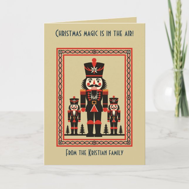 Toy Soldiers Nutcracker Nordic Christmas Minimal  Card (Front)