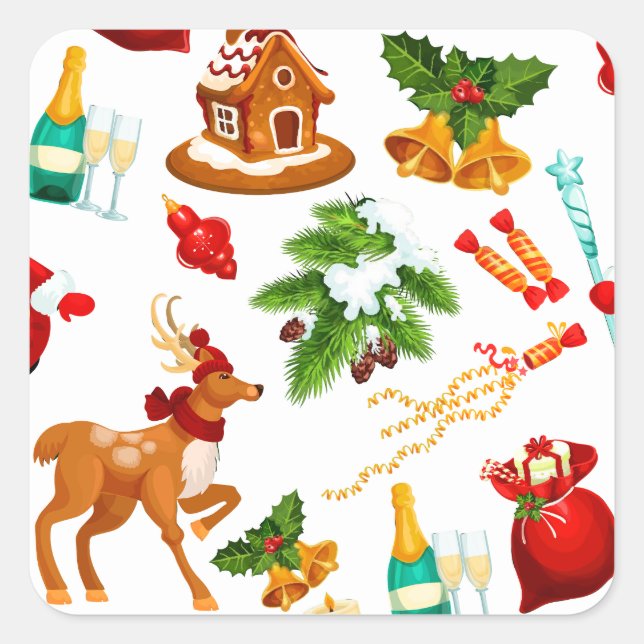 Toy Story | Merry Christmas Pattern Cute  Square Sticker (Front)