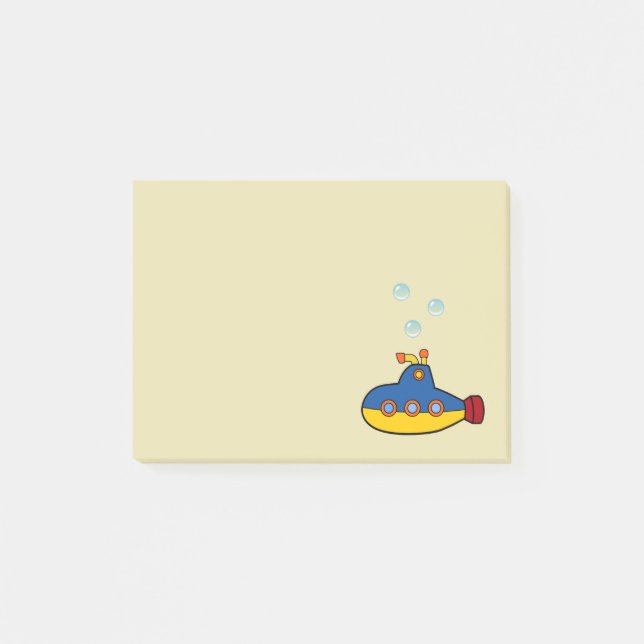 Toy Submarine with 3 Water Bubbles Post-it Notes (Front)