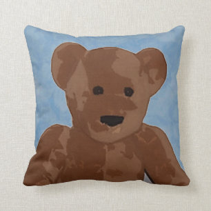 Toy Teddy Bear in Blue Cushion