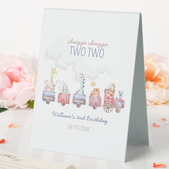 Toy Train All Aboard Birthday invite, Zoo Animals (In SItu (Wedding))