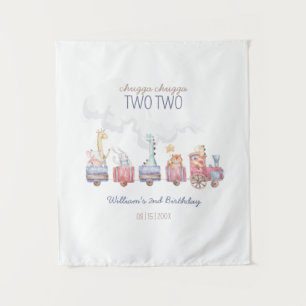 Toy Train All Aboard Birthday invite, Zoo Animals Tapestry