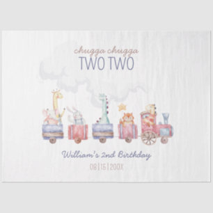 Toy Train All Aboard Birthday invite, Zoo Animals Tissue Paper