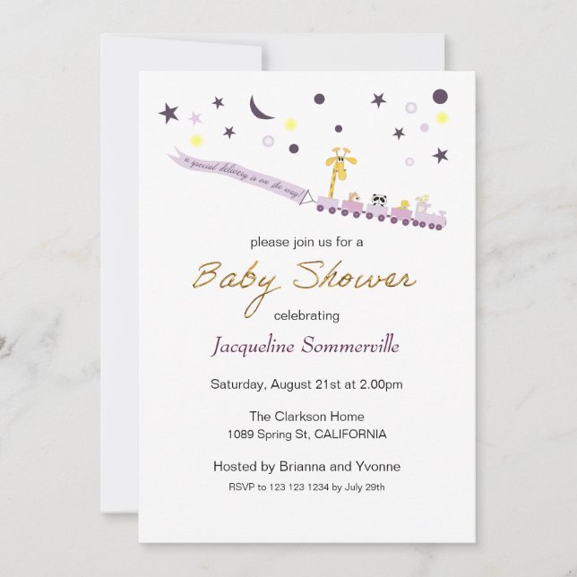 Toy Train Animal Passengers Baby Shower Invitation (Front)