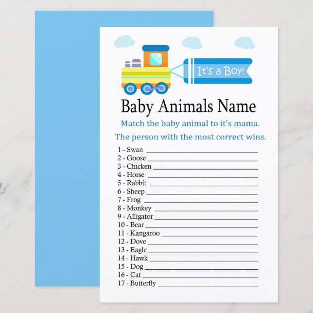 Toy Train Baby Animals Name Game (Front/Back)