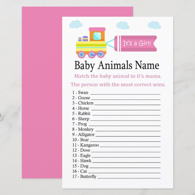 Toy Train Baby Animals Name Game (Front/Back)