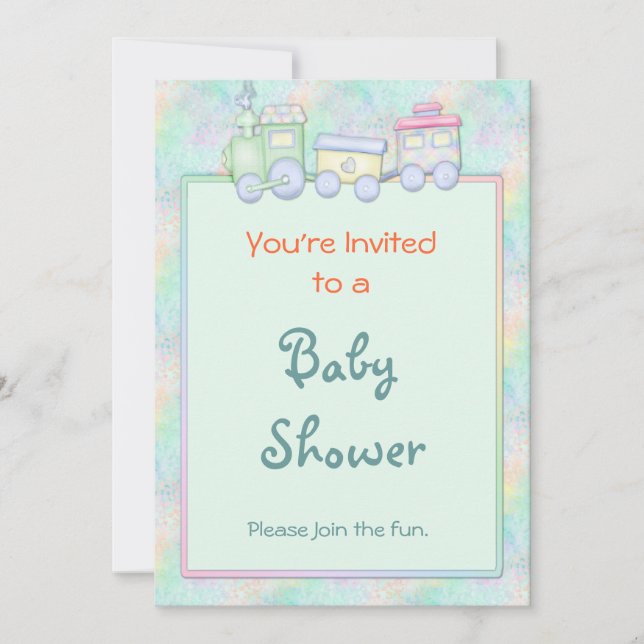 Toy Train Baby Shower Invitation (Front)