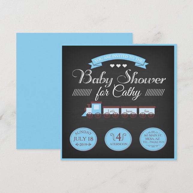 Toy Train Baby Shower Invite (Front/Back)