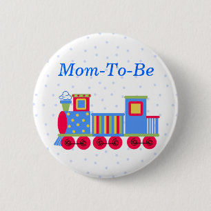 Toy Train Baby Shower Mummy Pin Button