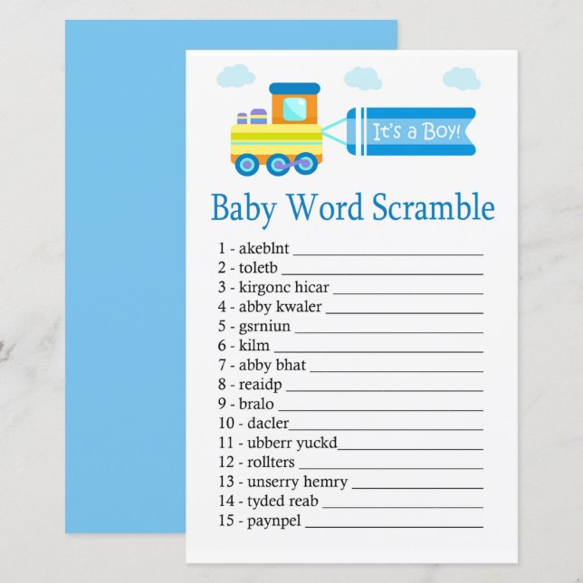 Toy Train Baby word scramble game (Front/Back)