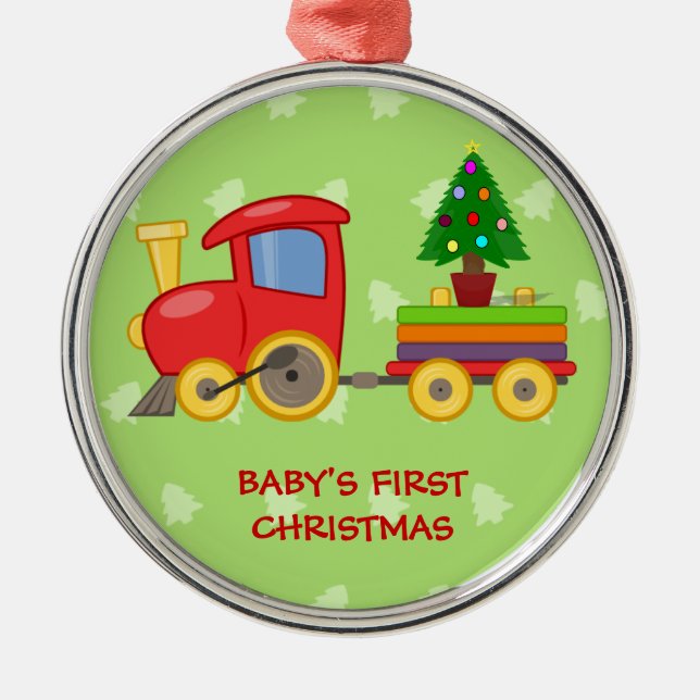 Toy Train, Baby's First Christmas Metal Tree Decoration (Front)